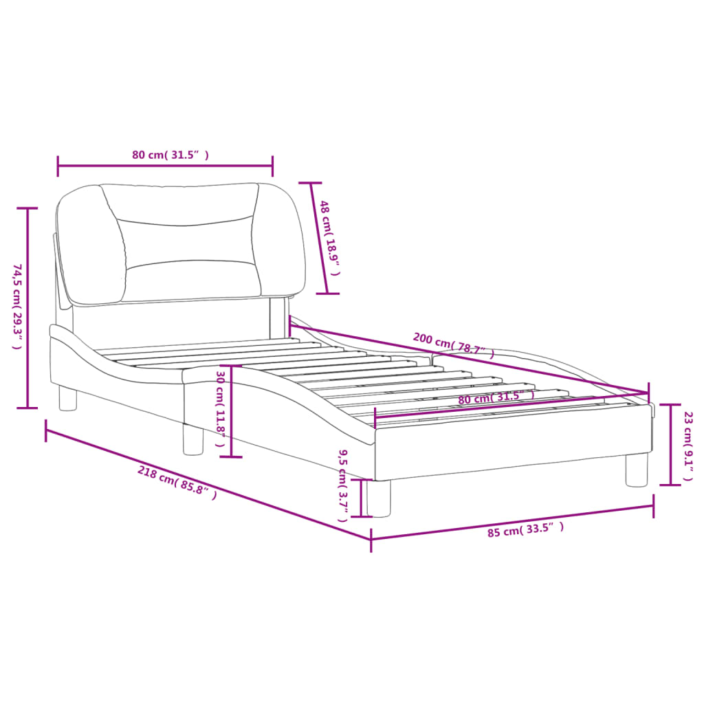 Bedframe Met Hoofdbord Stof Taupe 80X200 Cm