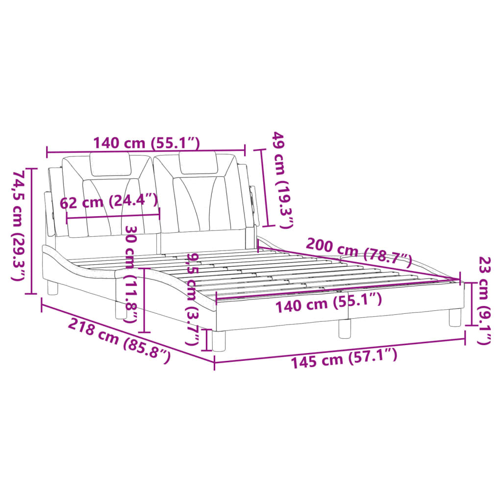 Bedframe "Viana" zonder matras kunstleer cappuccinokleurig 140x200 cm