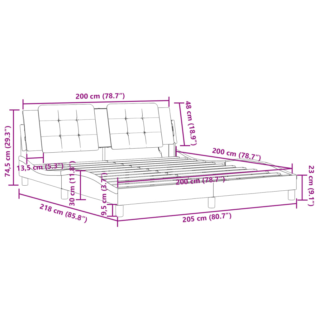 Bedframe zonder matras "Zadar" kunstleer zwart 200x200 cm