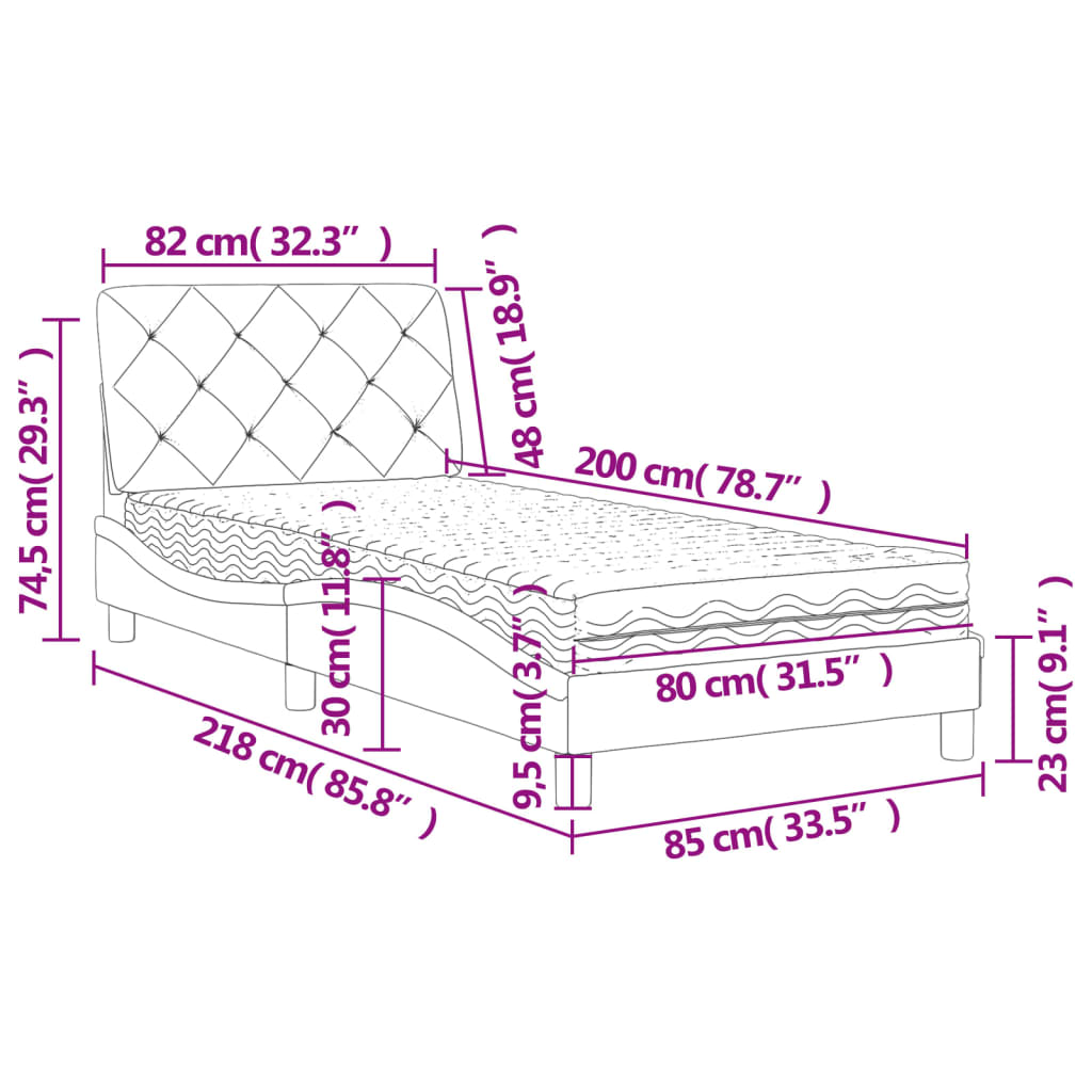 Bed met matras fluweel roze 80x200 cm