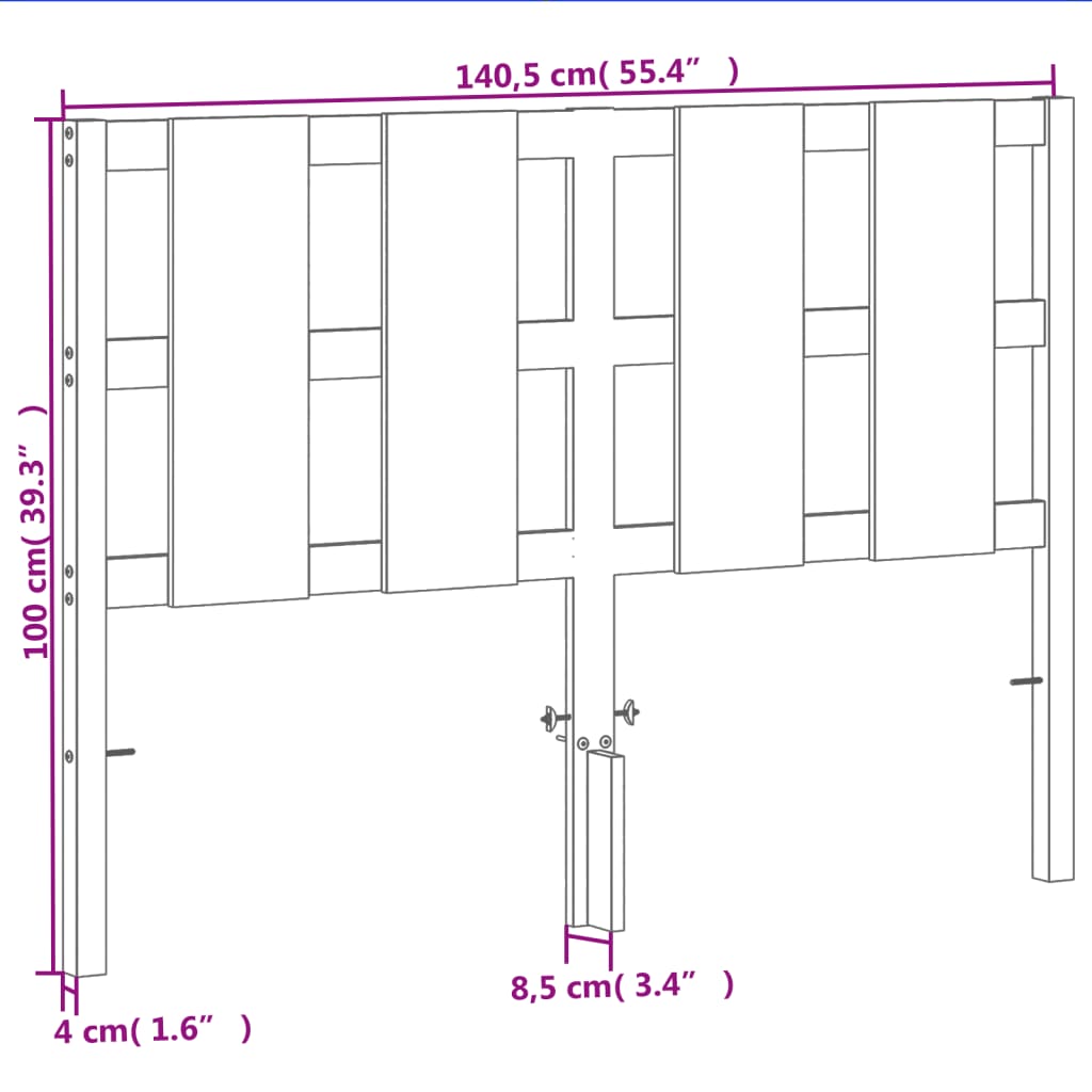Hoofdbord 135 Cm Massief Grenenhout Wasbruin