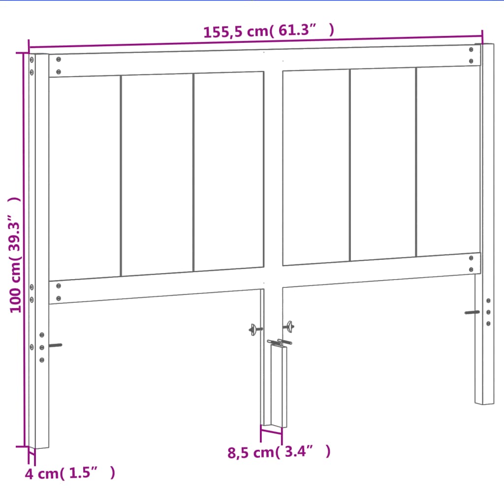 Hoofdbord 150 Cm Massief Grenenhout Wasbruin