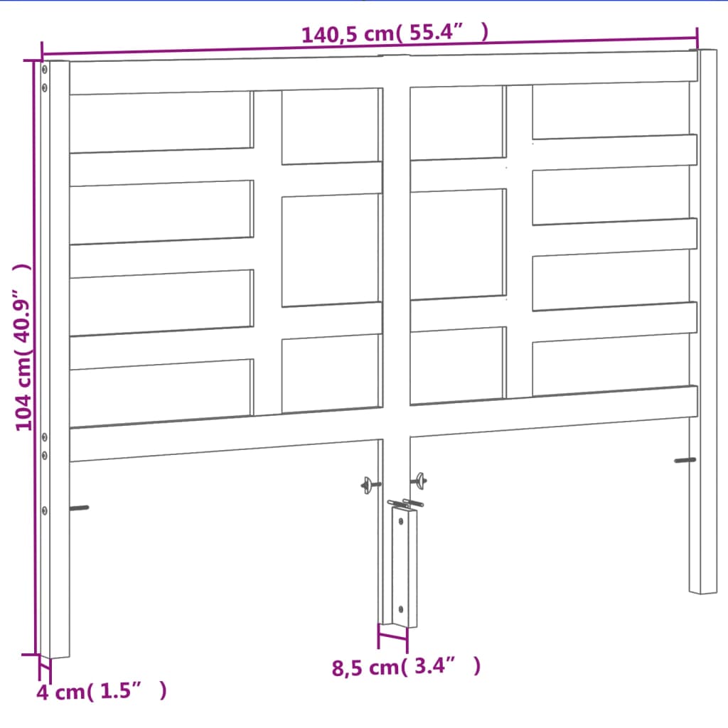 Hoofdbord 135 Cm Massief Grenenhout Wasbruin