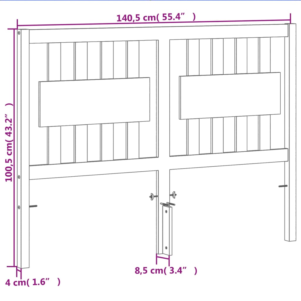 Hoofdbord 135 Cm Massief Grenenhout Wasbruin