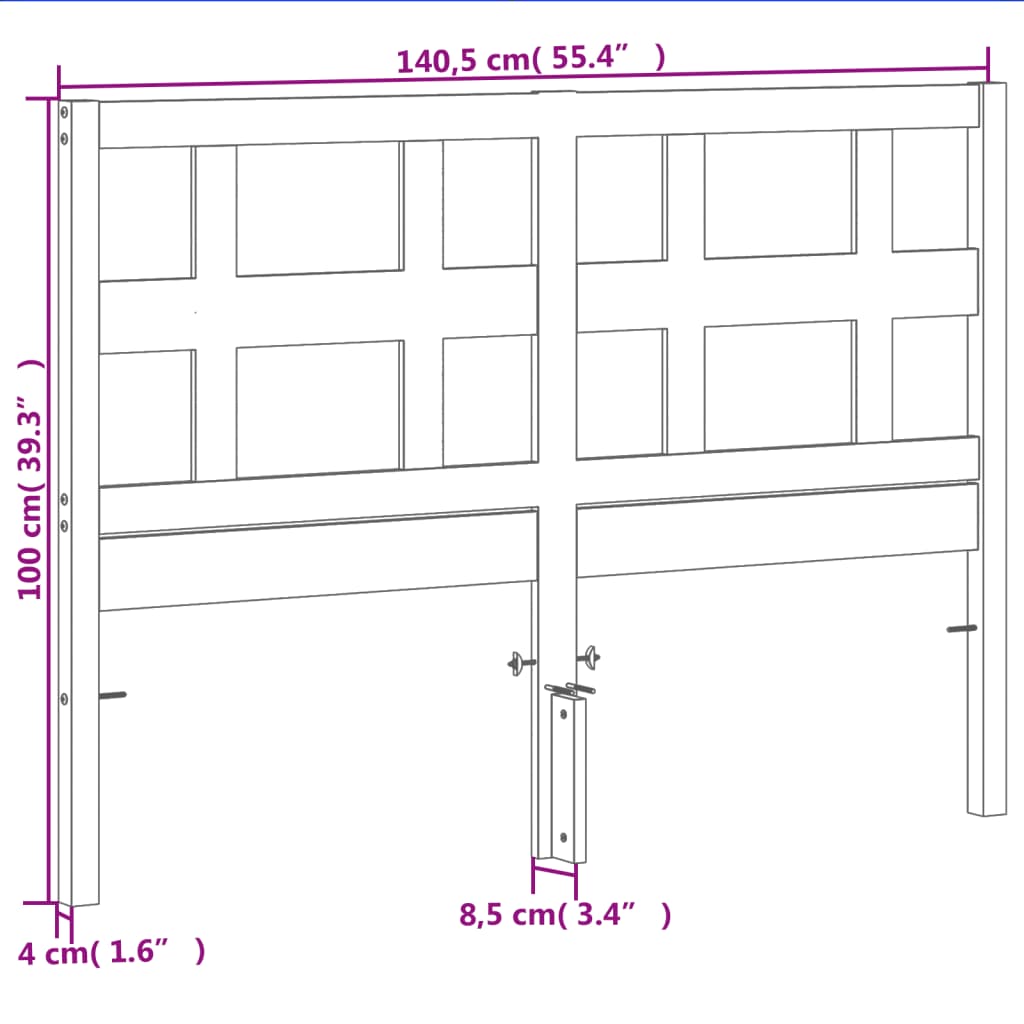 Hoofdbord 135 Cm Massief Grenenhout Wasbruin
