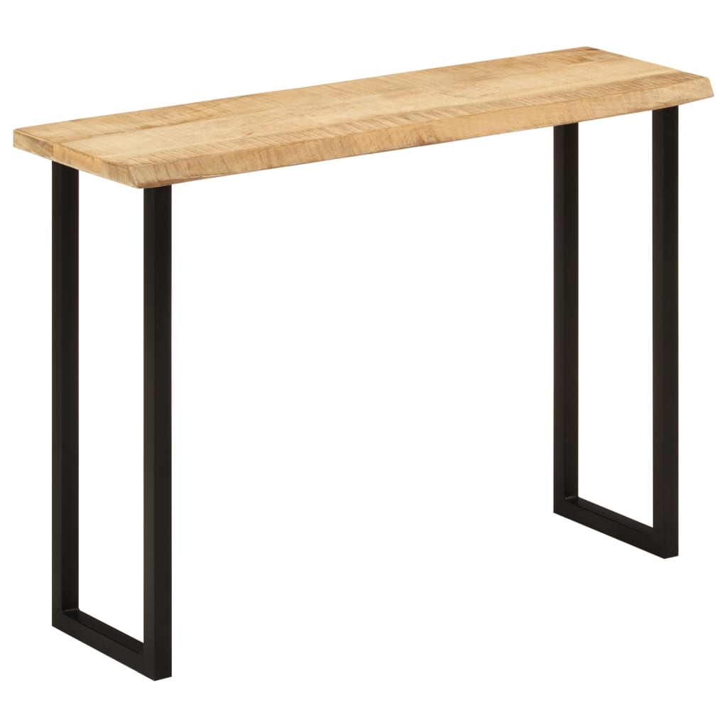 Wandtafel Met Natuurlijke Rand 105X33X76 Cm Massief Mangohout Zwart