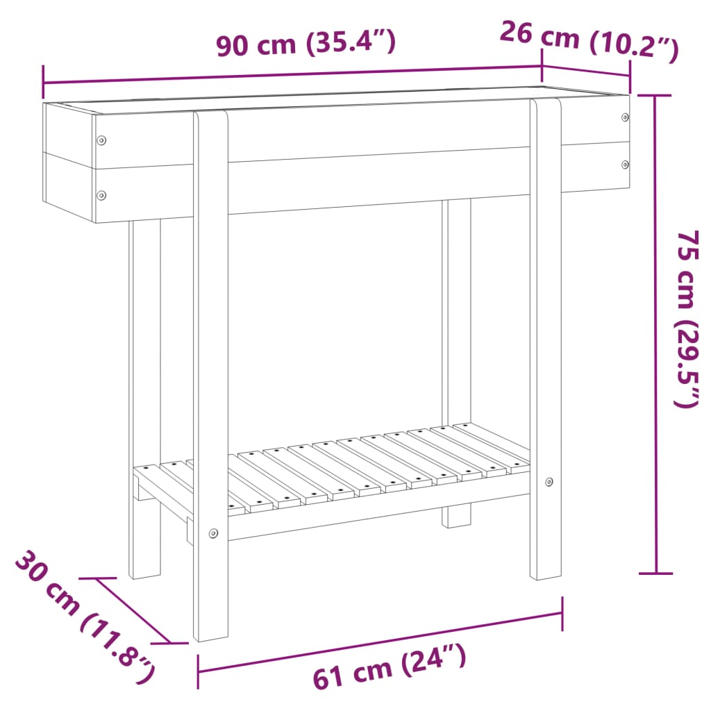 Plantenbak Verhoogd 90X30X75 Cm Massief Acaciahout