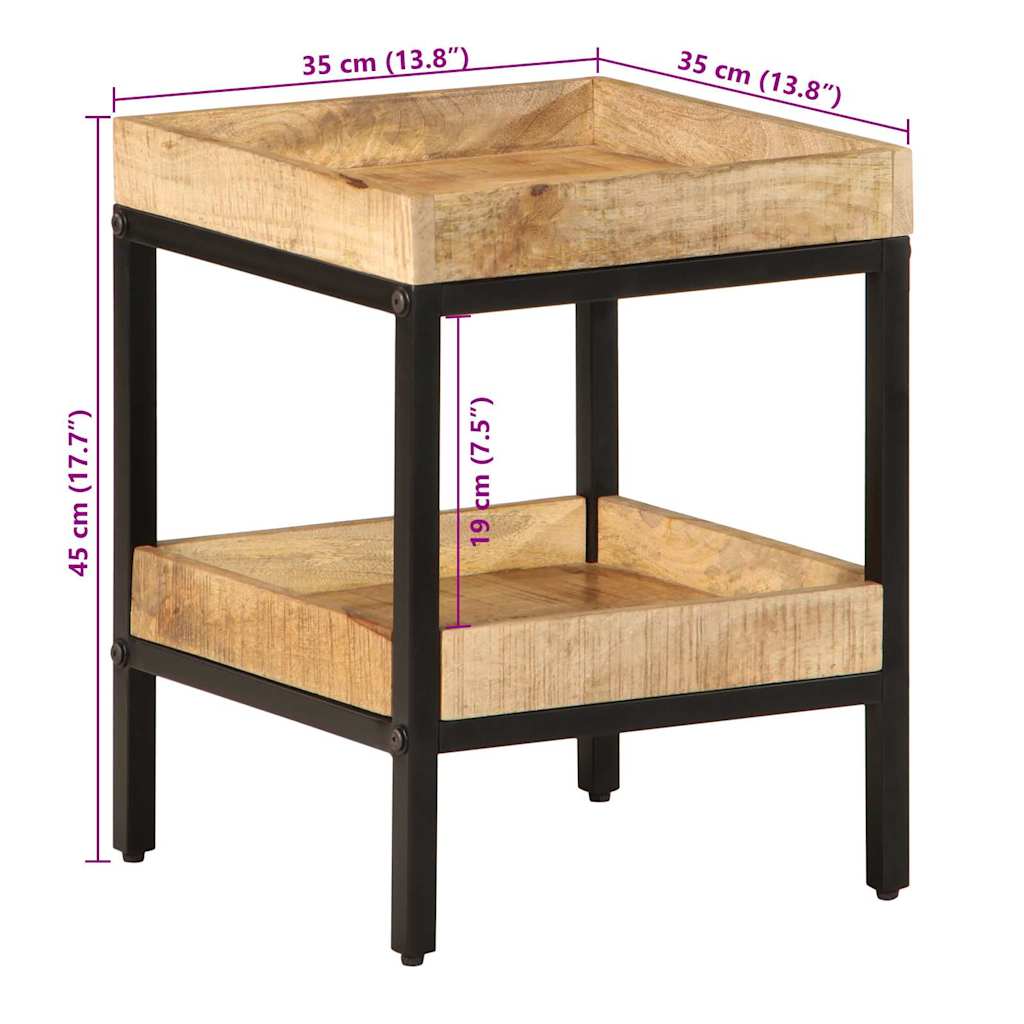 Bijzettafel met plank Bruin 35 x 35 x 45 cm Massief Mango Hout