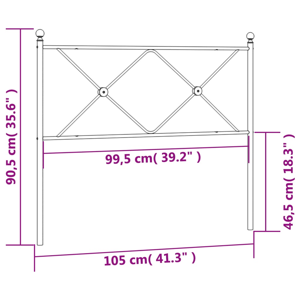 Hoofdbord 100 cm metaal zwart