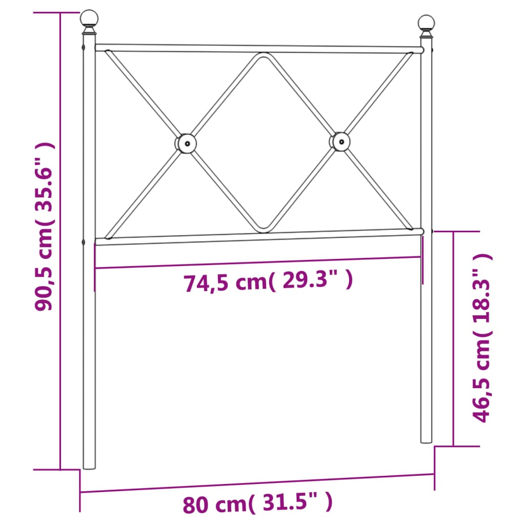Hoofdbord 75 cm metaal wit