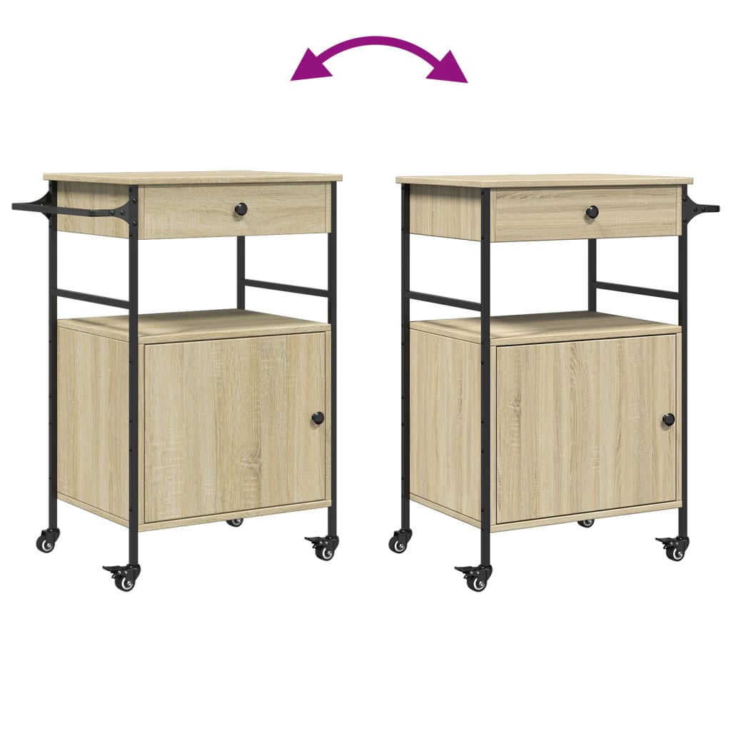 Keukentrolley 56X43X89,5 Cm Bewerkt Hout Sonoma Eikenkleurig