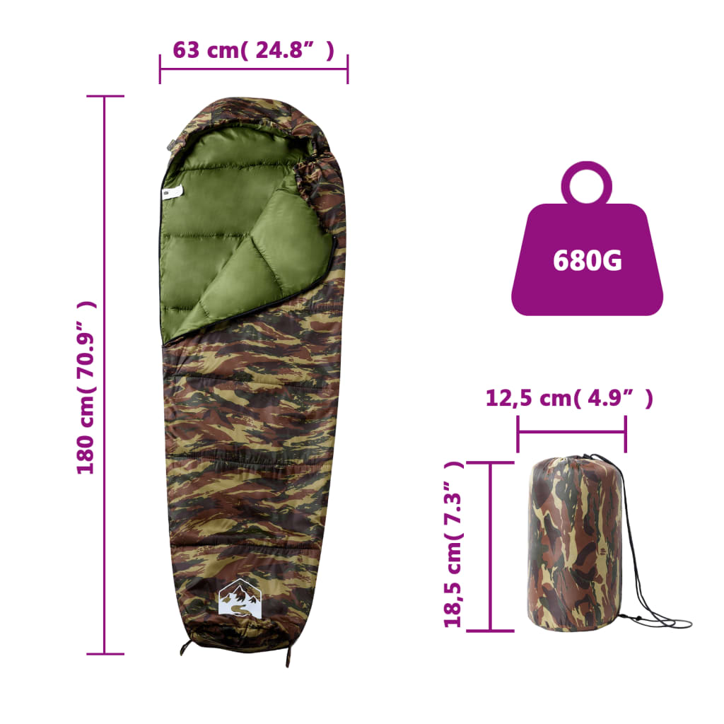 Slaapzak Mummie Voor Volwassenen 3 Seizoenen Camouflage