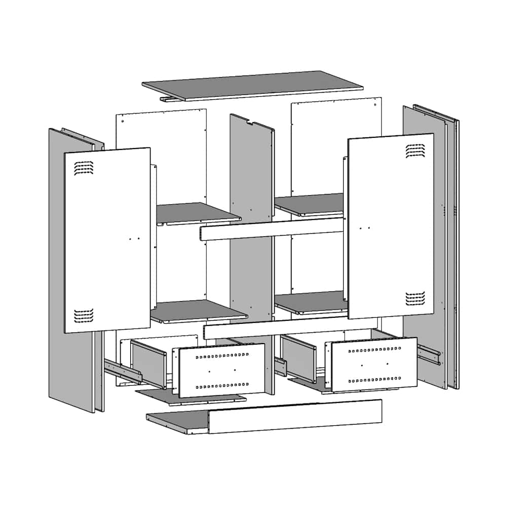 Hoge Kast 67X39X95 Cm Staal Zwart