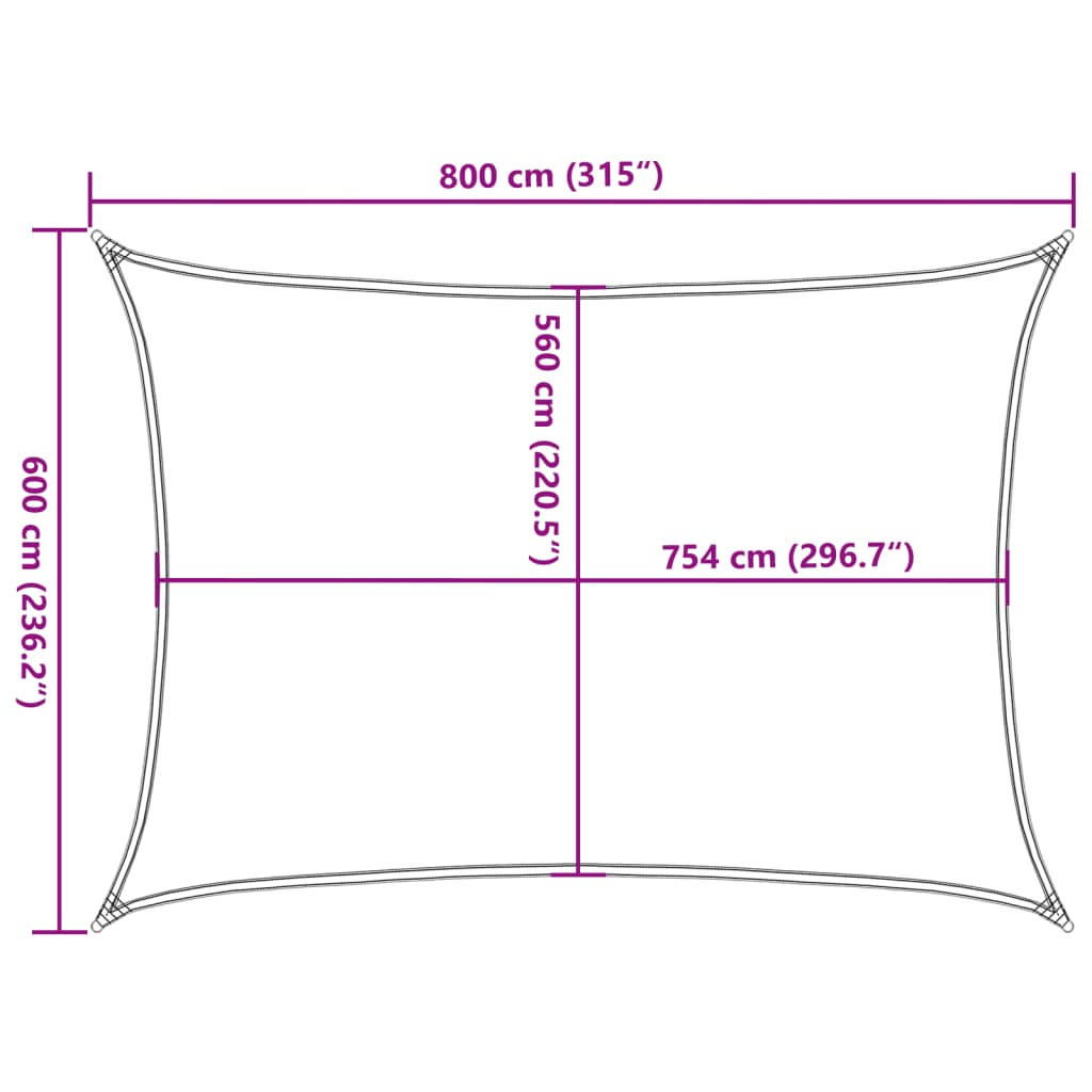 Zonnezeil 8X6 M 100% Polyester Oxford Lichtgrijs 6 x 8 m