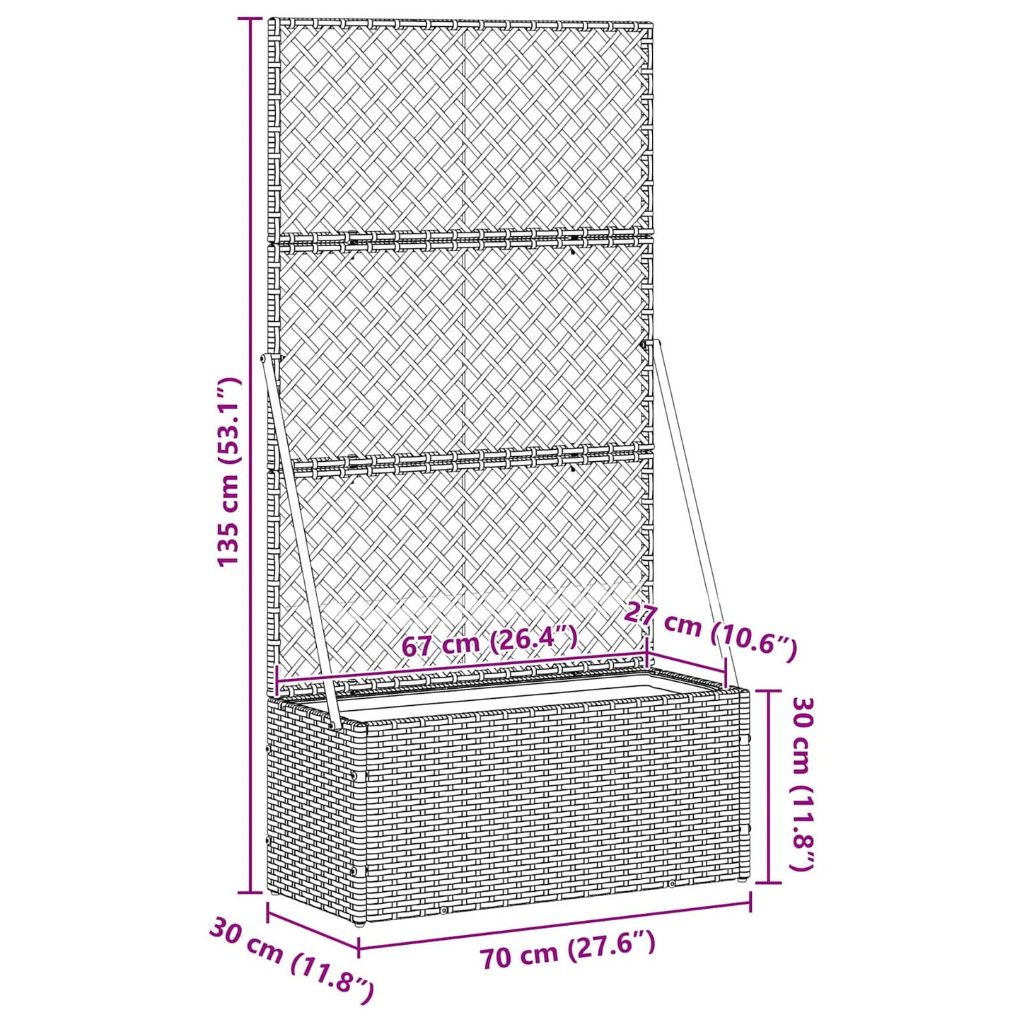 Tuin Trellis Planter Bruin 105 x 30 x 170 cm Metaal