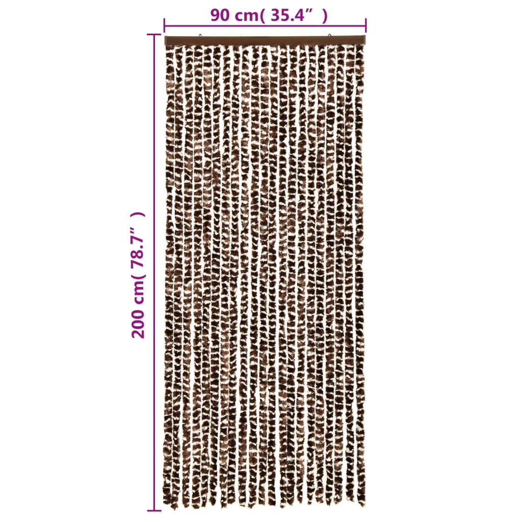 Vliegengordijn 90X200 Cm Chenille Bruin En Wit