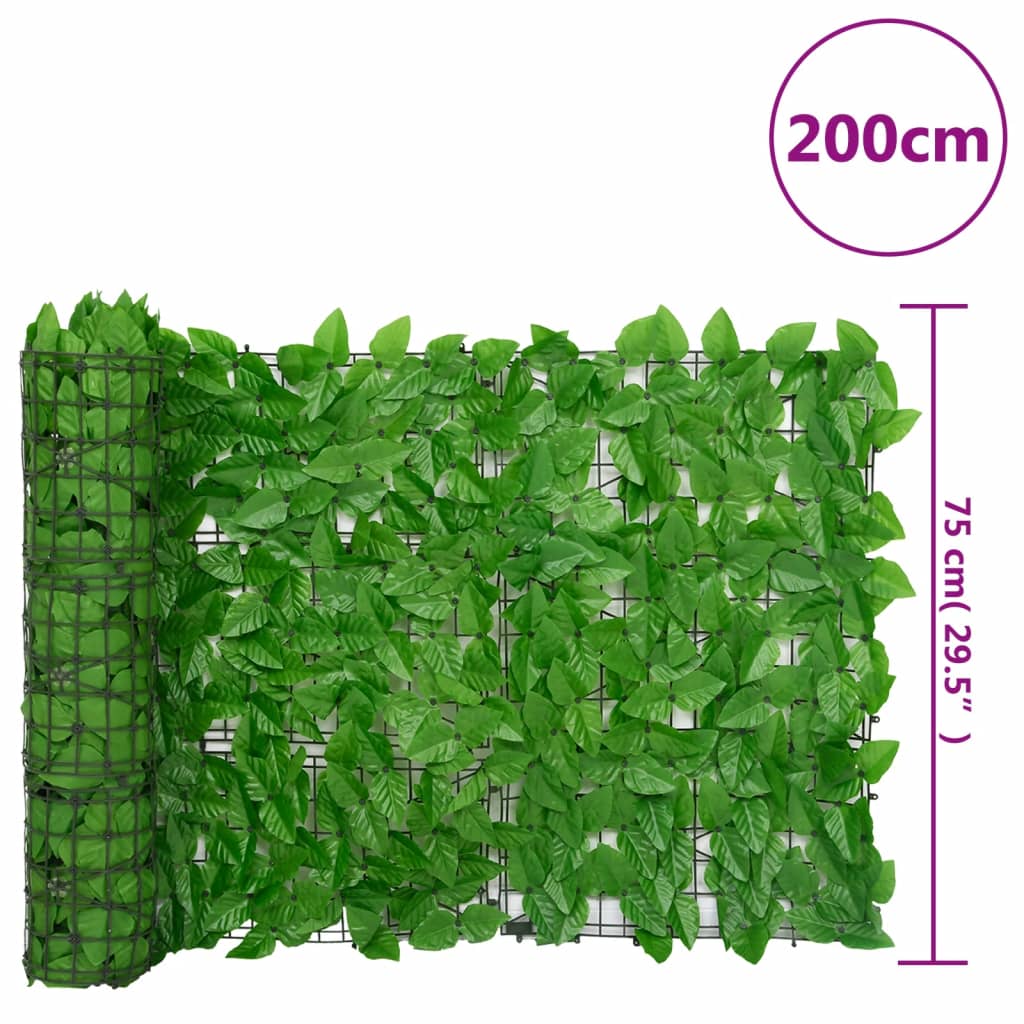 Balkonscherm met groene bladeren 200x75 cm 200 x 75 cm Groen