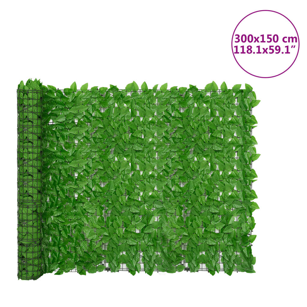 Balkonscherm met groene bladeren 300x150 cm 300 x 150 cm Groen