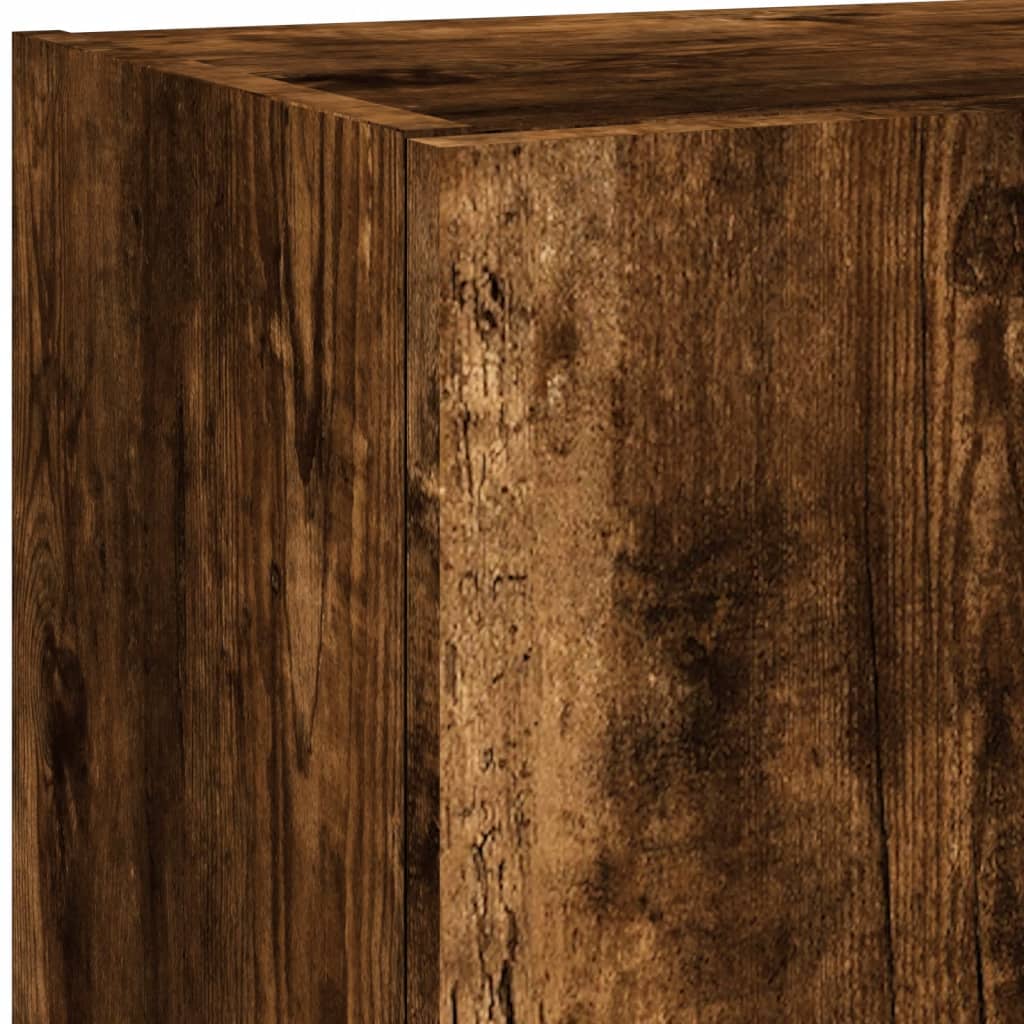 8-delige tv-wandmeubelset met LED bewerkt hout gerookt eiken