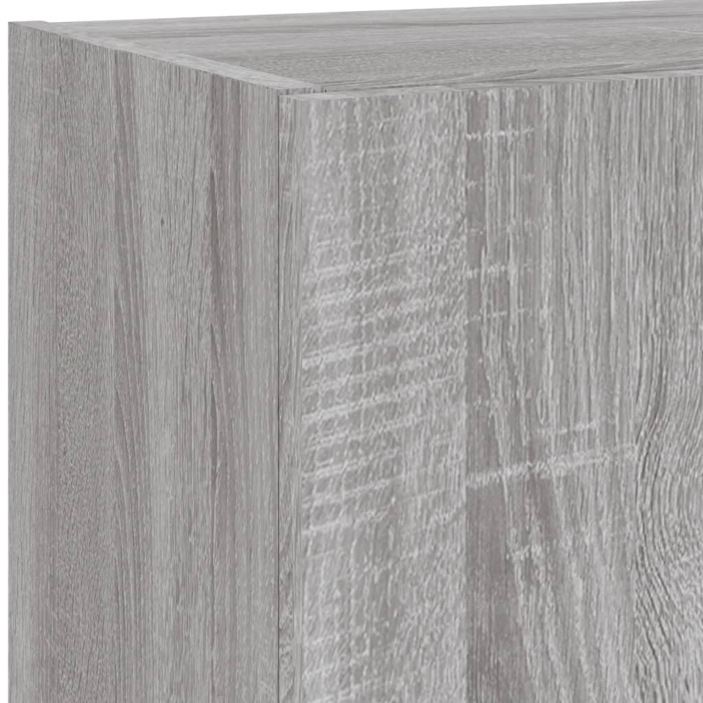 4-delige Tv-wandmeubelset met LED bewerkt hout grijs sonoma