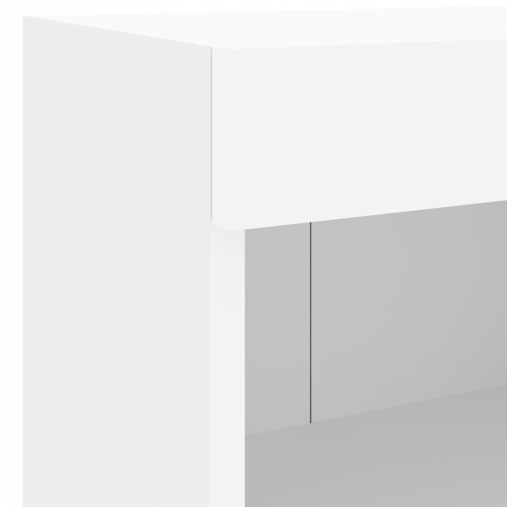 7-Delige Tv-Wandmeubelset Met Led-Verlichting Wit