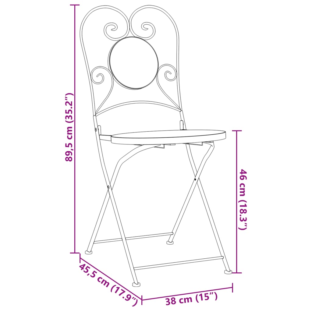 Bistrostoelen 2 st inklapbaar keramiek terracottakleurig