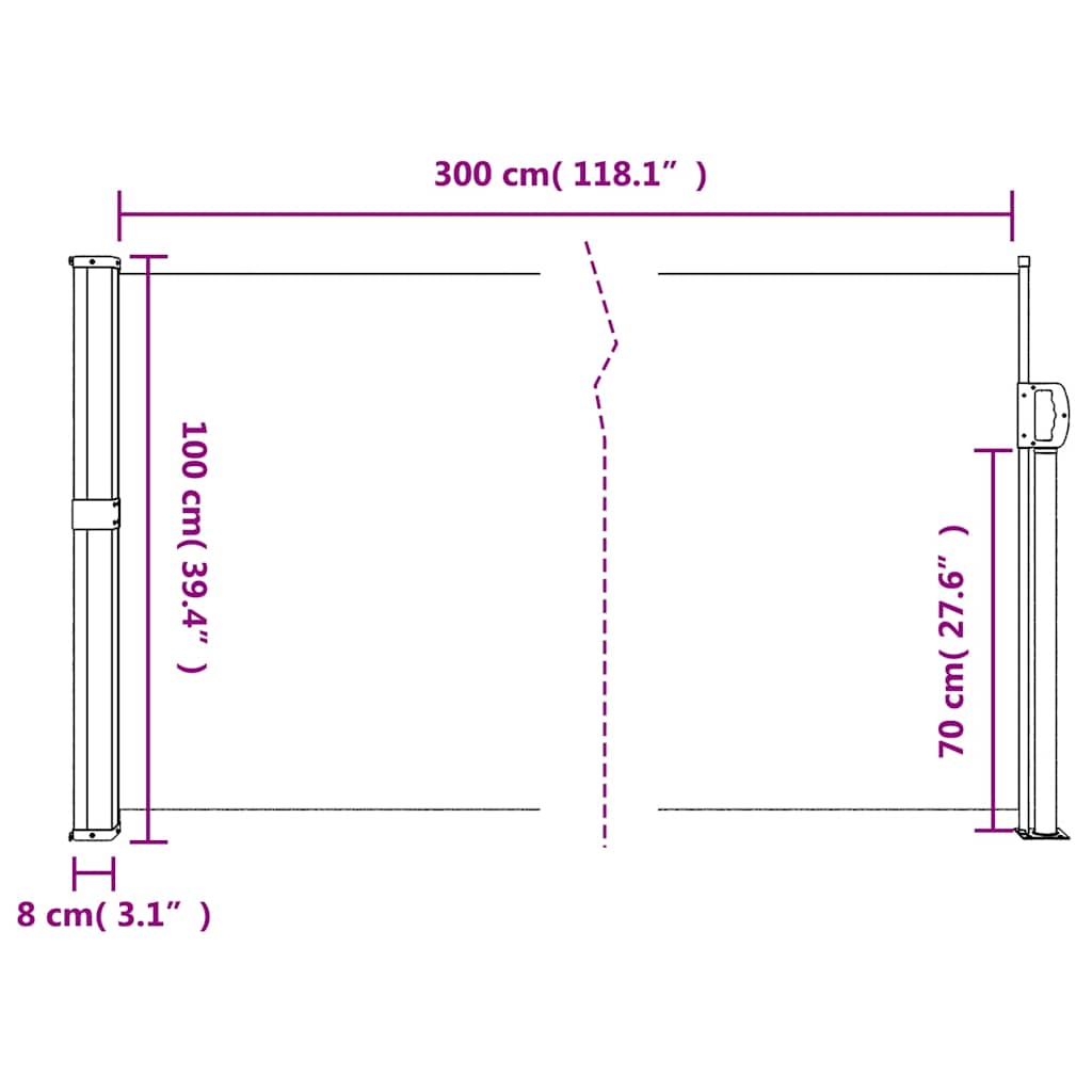 Windscherm Uittrekbaar Wit 100 x 300 cm