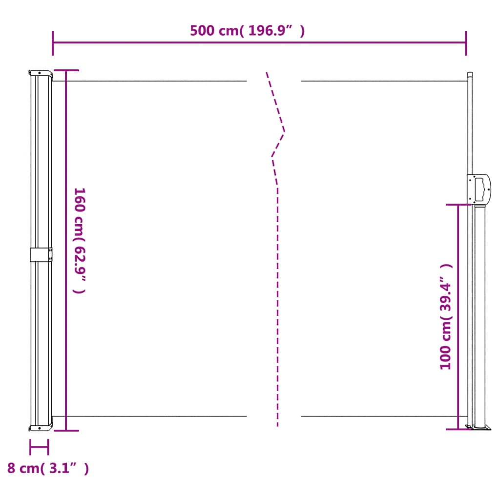 Windscherm Uittrekbaar 160X500 Cm Antracietkleurig