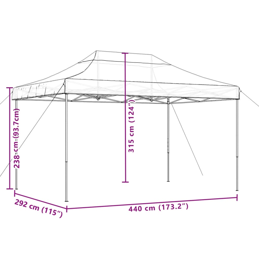 Partytent inklapbaar pop-up 440x292x315 cm terracotta