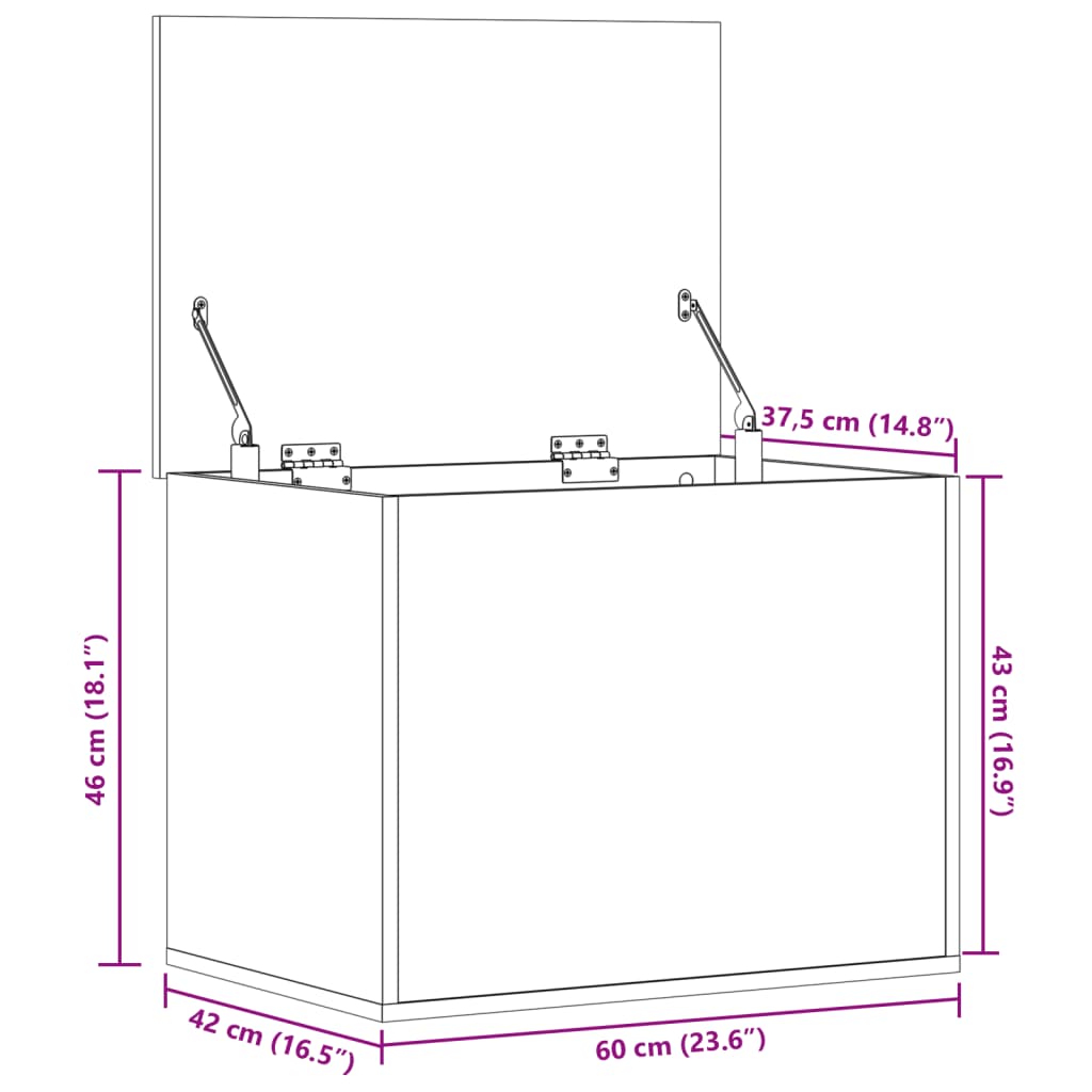 Opbergbox 60x42x46 cm bewerkt hout wit
