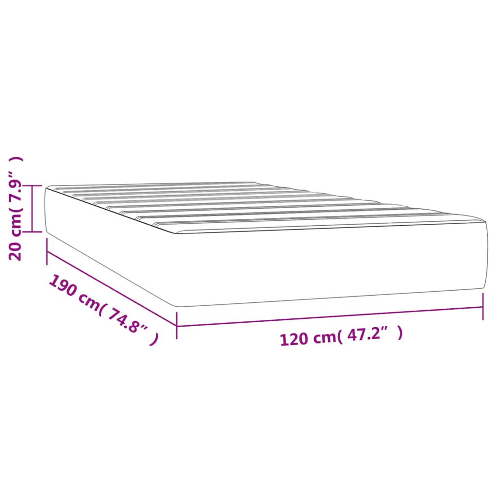 Pocketveringmatras 120x190x20 cm fluweel donkergrijs 120 x 190 cm Donkergrijs