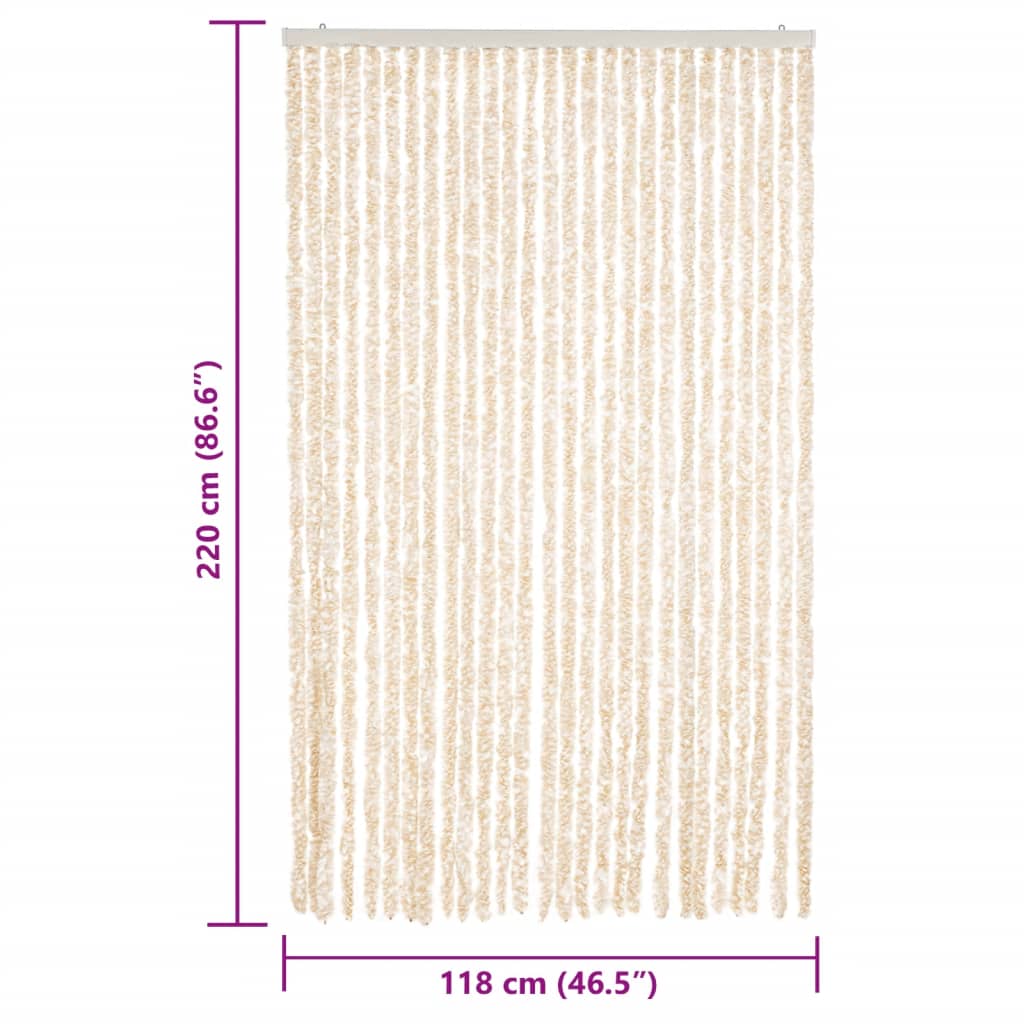 Vliegengordijn Chenille Beige En Wit 118 x 220 cm