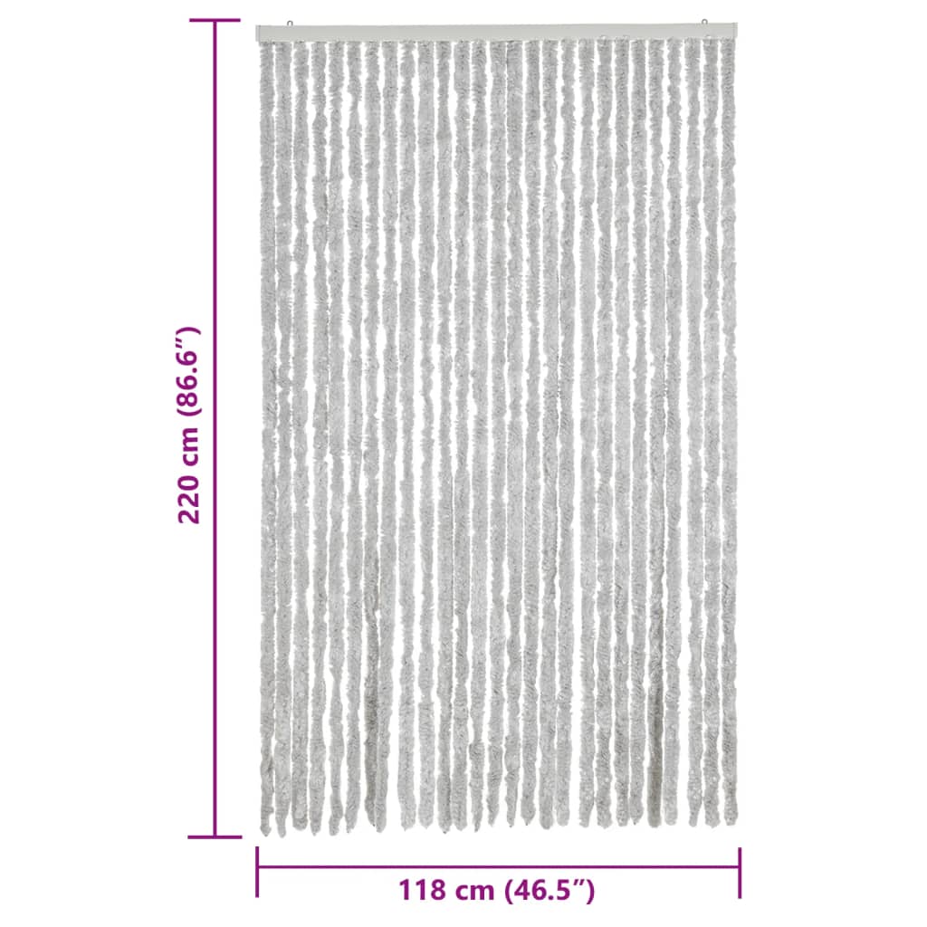 Vliegengordijn 118X220 Cm Chenille Grijs Zwart En Wit