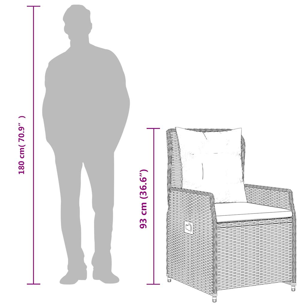 Liggende tuinstoelen 2 stuks bruin polyrotan