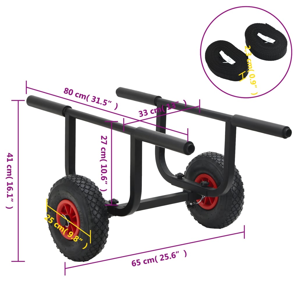 Kajaktrolley 90 Kg Aluminium 1 80 x 65 x 41 cm