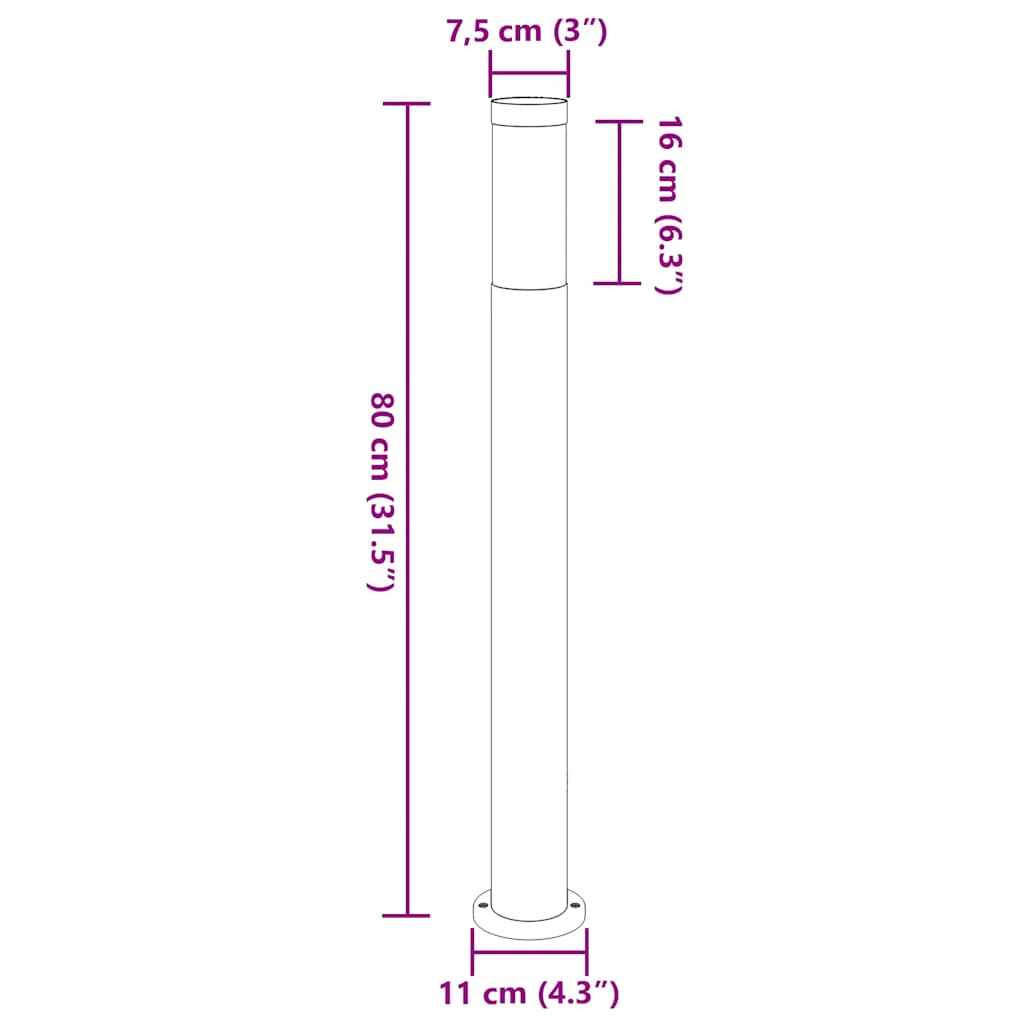 Bolderverlichting 3 stuks 80 cm RVS IP44