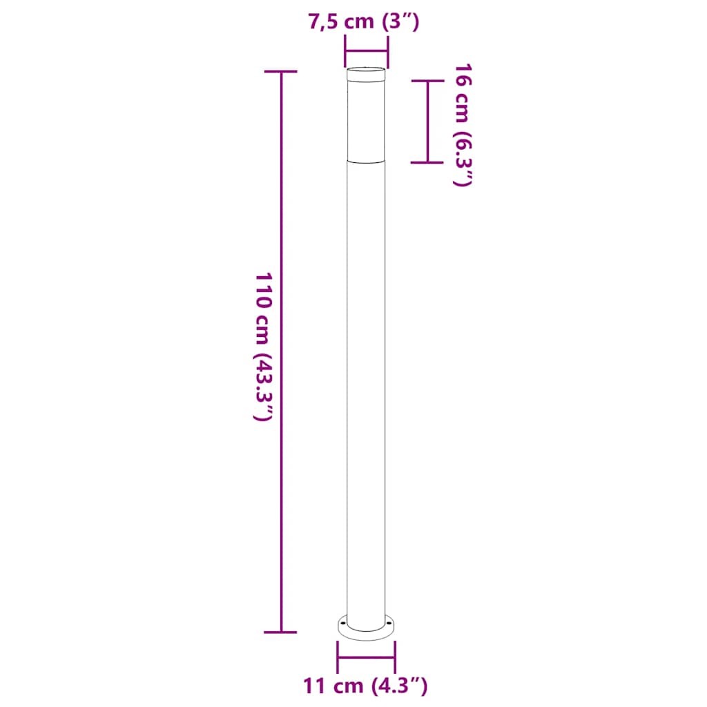 Bolderverlichting 3 stuks 110 cm RVS IP44