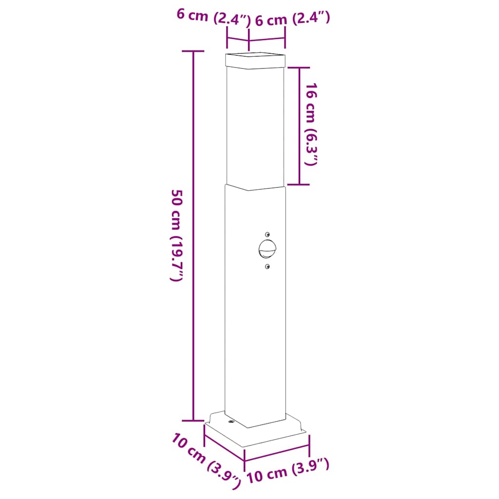 Bolderverlichting met sensor 50 cm RVS IP44
