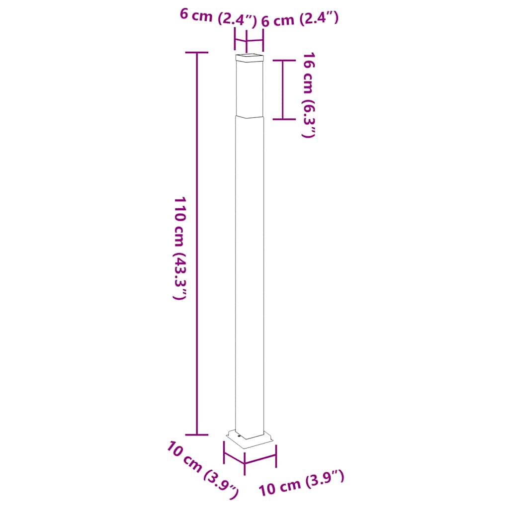 Bolderverlichting 3 stuks 110 cm Zwart IP44