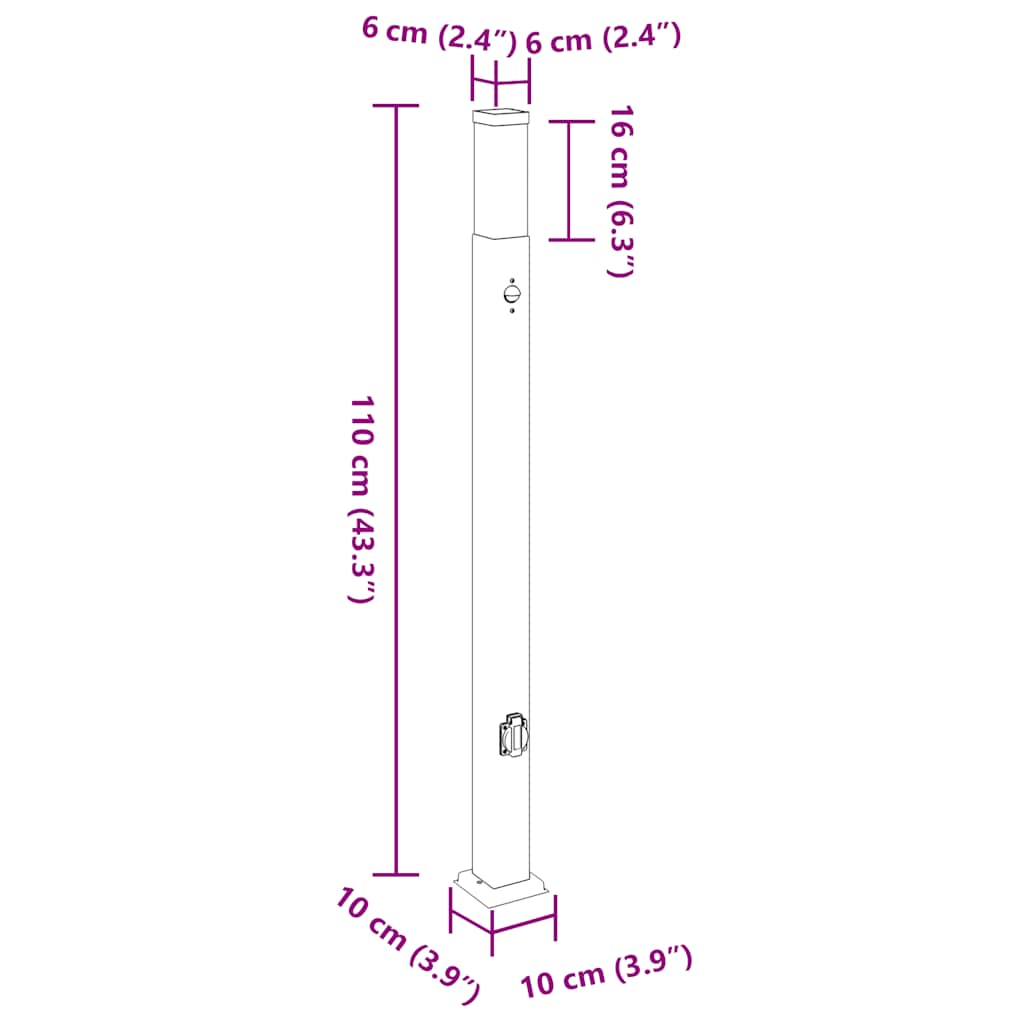 Bolderverlichting met sensor en stopcontact 3 stuks 110 cm zwart IP44