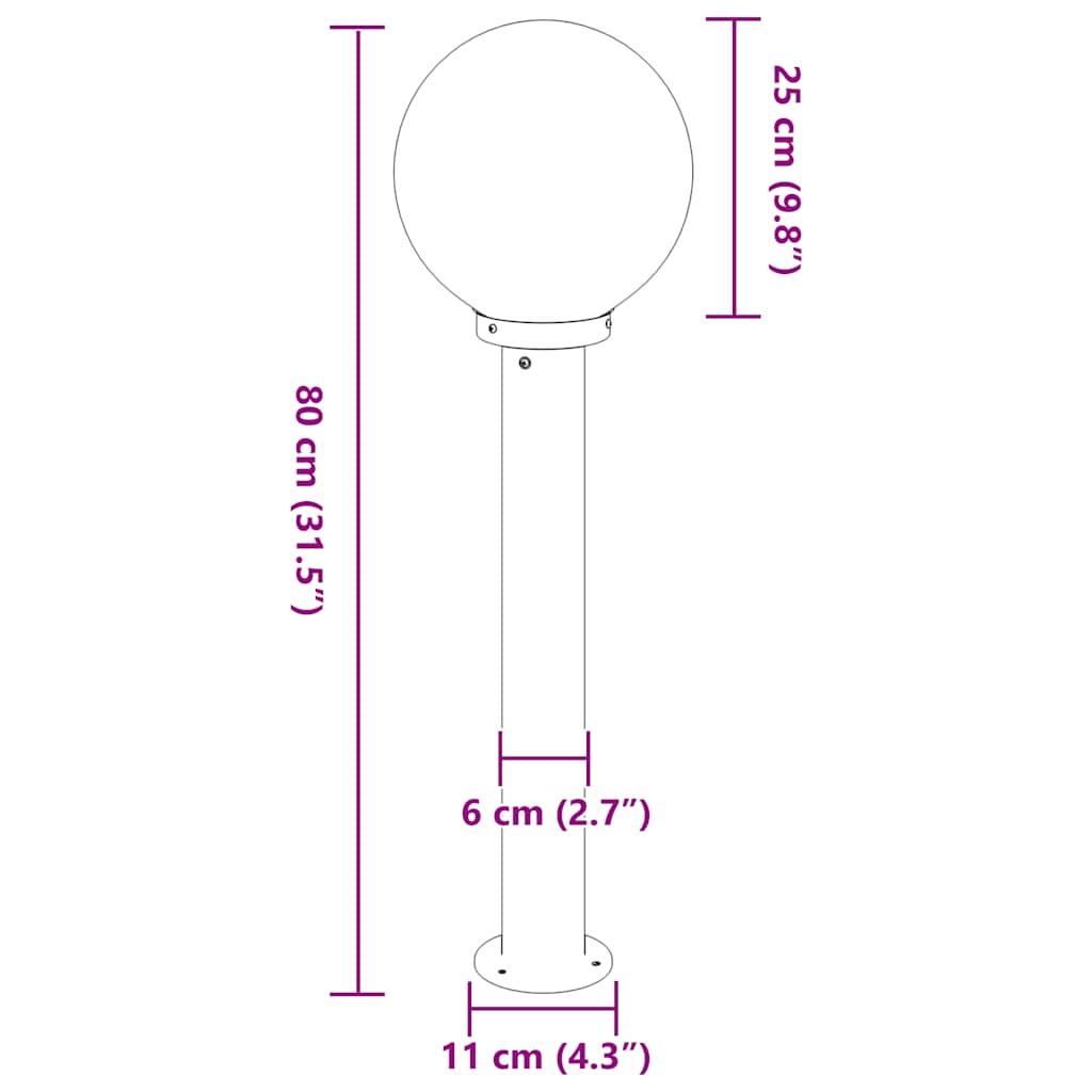 Bolderverlichting 80 cm RVS IP44