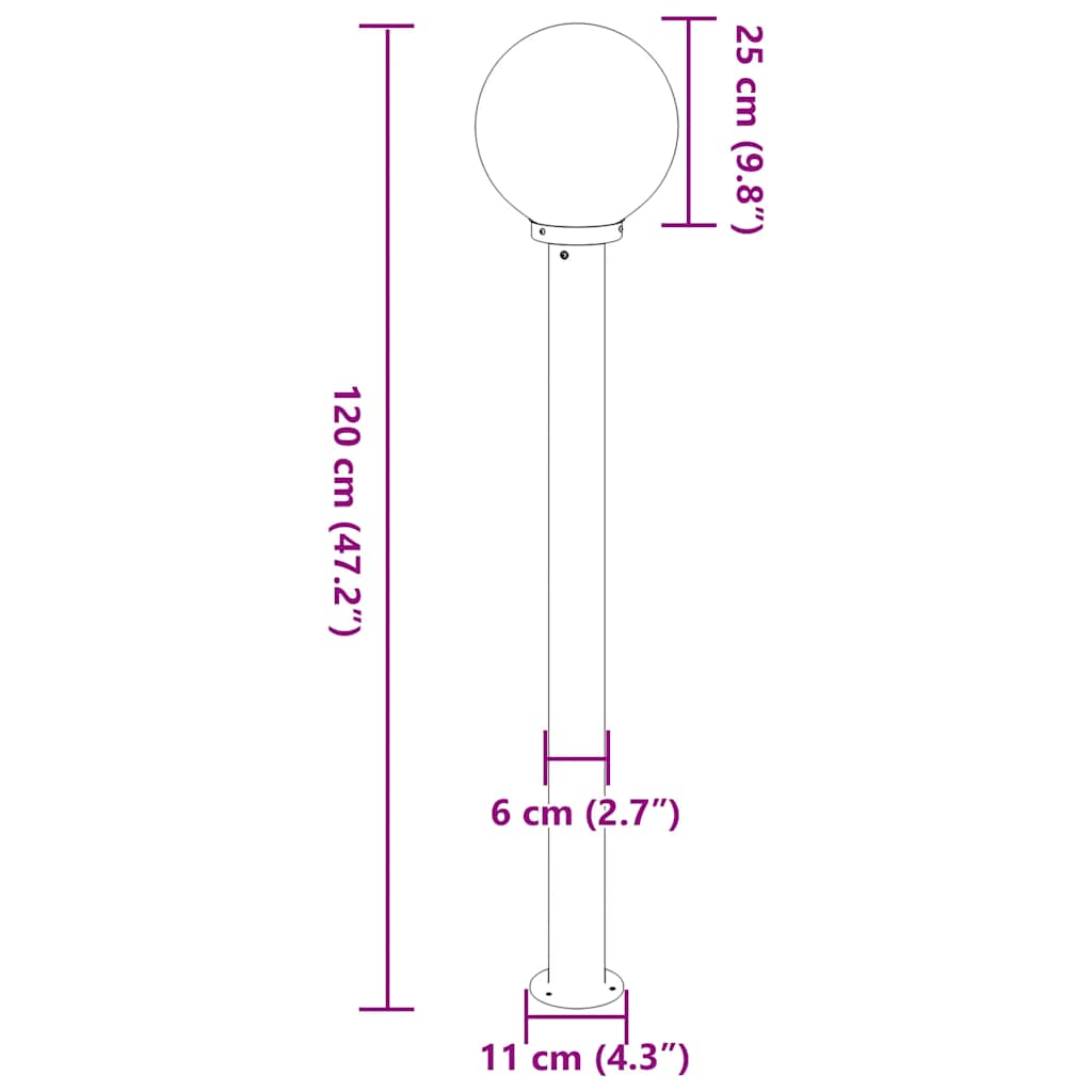 Bolderverlichting 120 cm RVS IP44