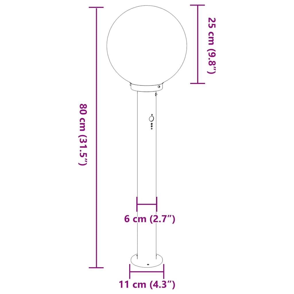 Bolderverlichting met sensor 3 stuks 80 cm RVS IP44