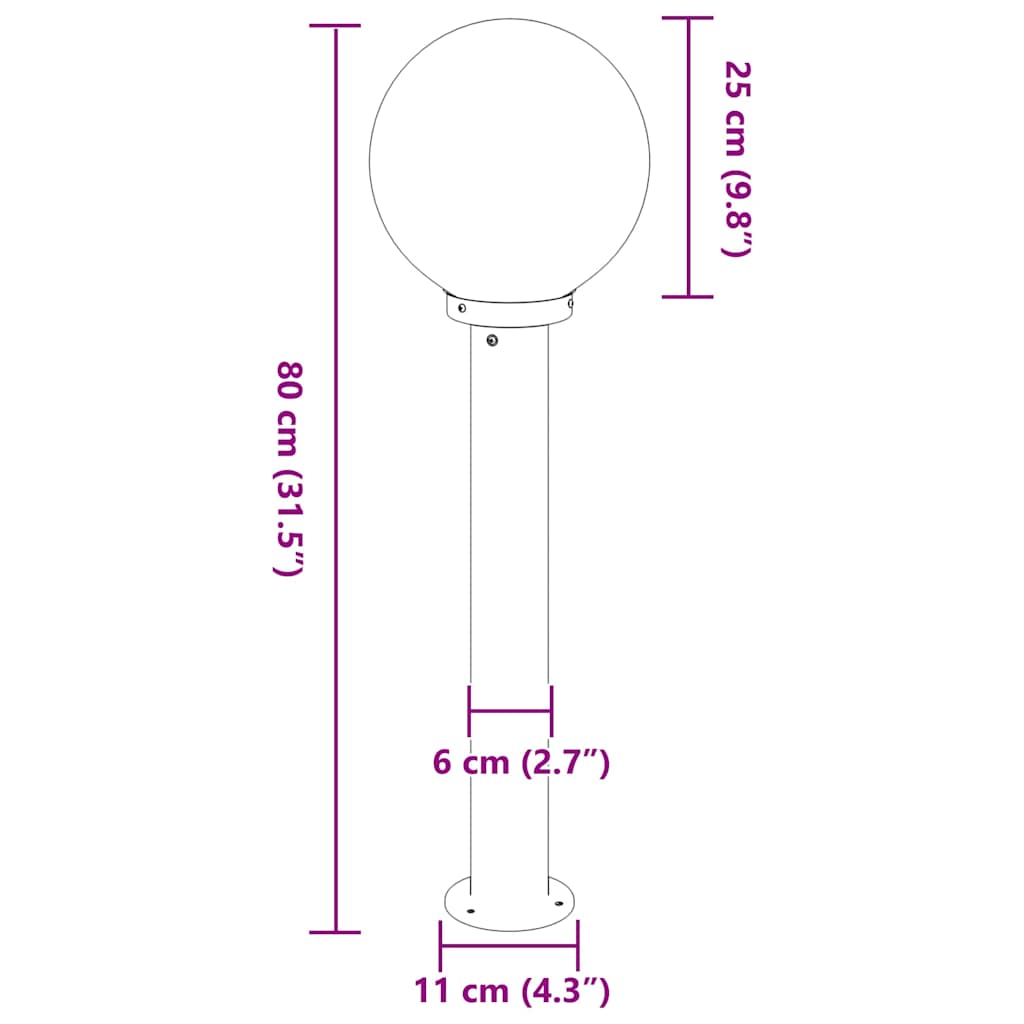 Bolderverlichting 3 stuks 80 cm Zwart IP44