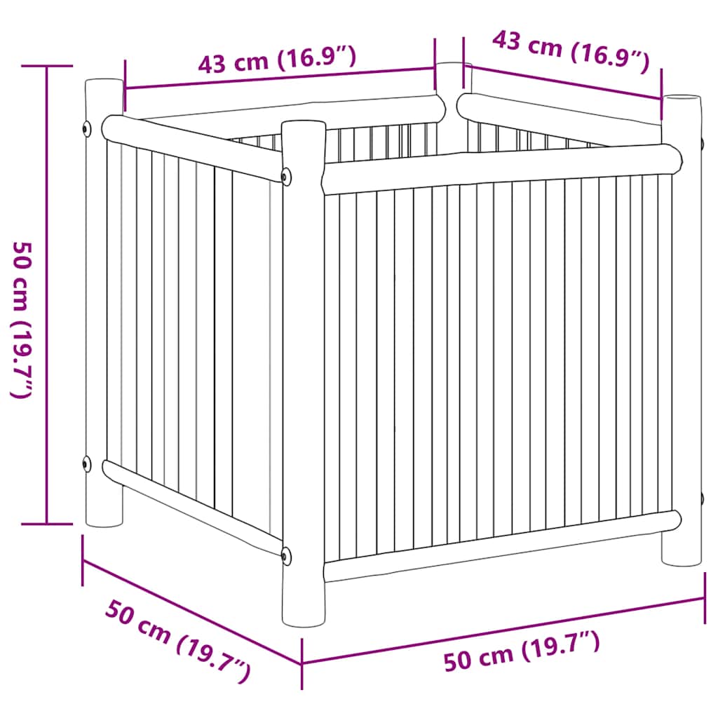 Plantenbak 50x50x50 cm bamboe