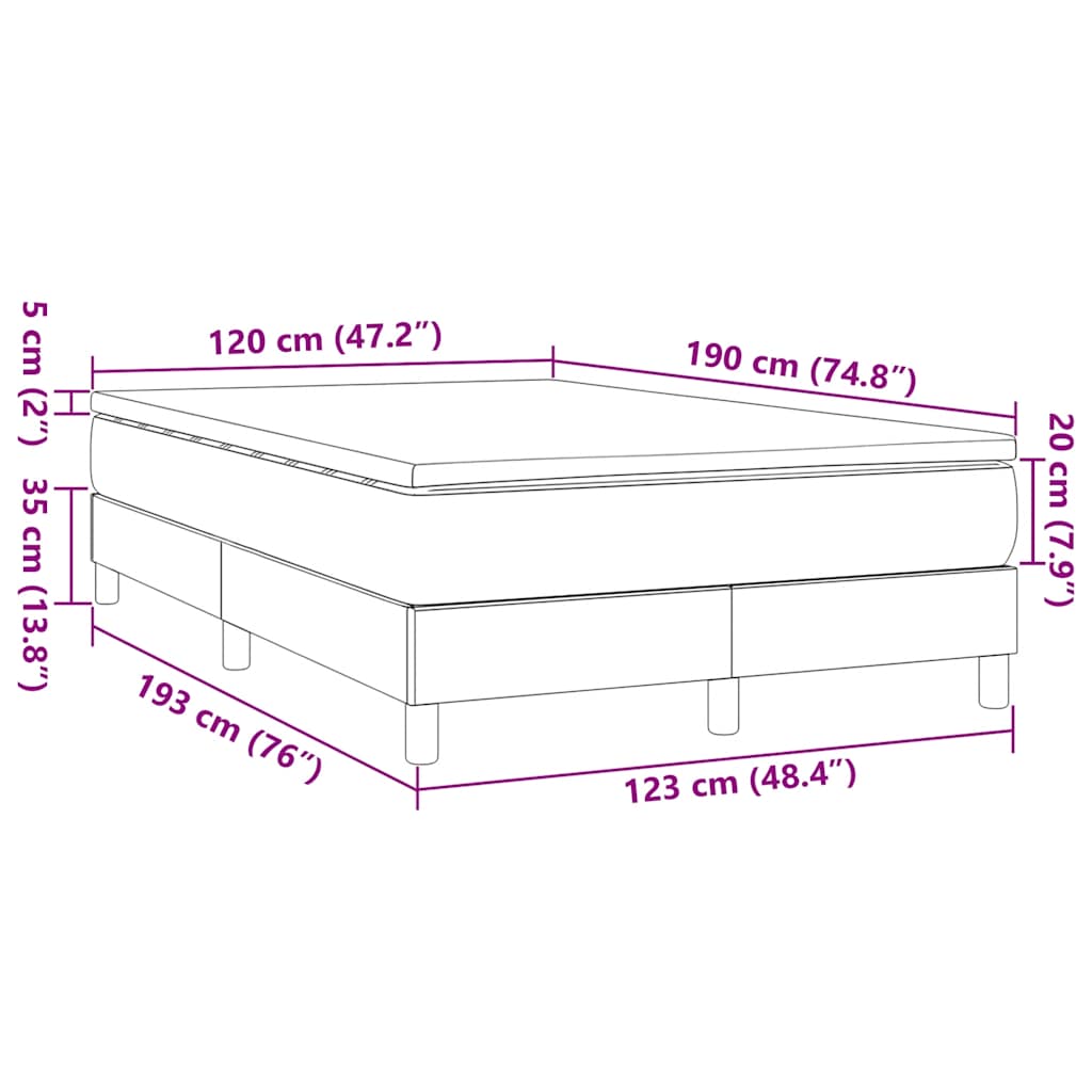 Boxspring Met Matras Stof Kleurig Crème 120 x 190 cm 35 cm