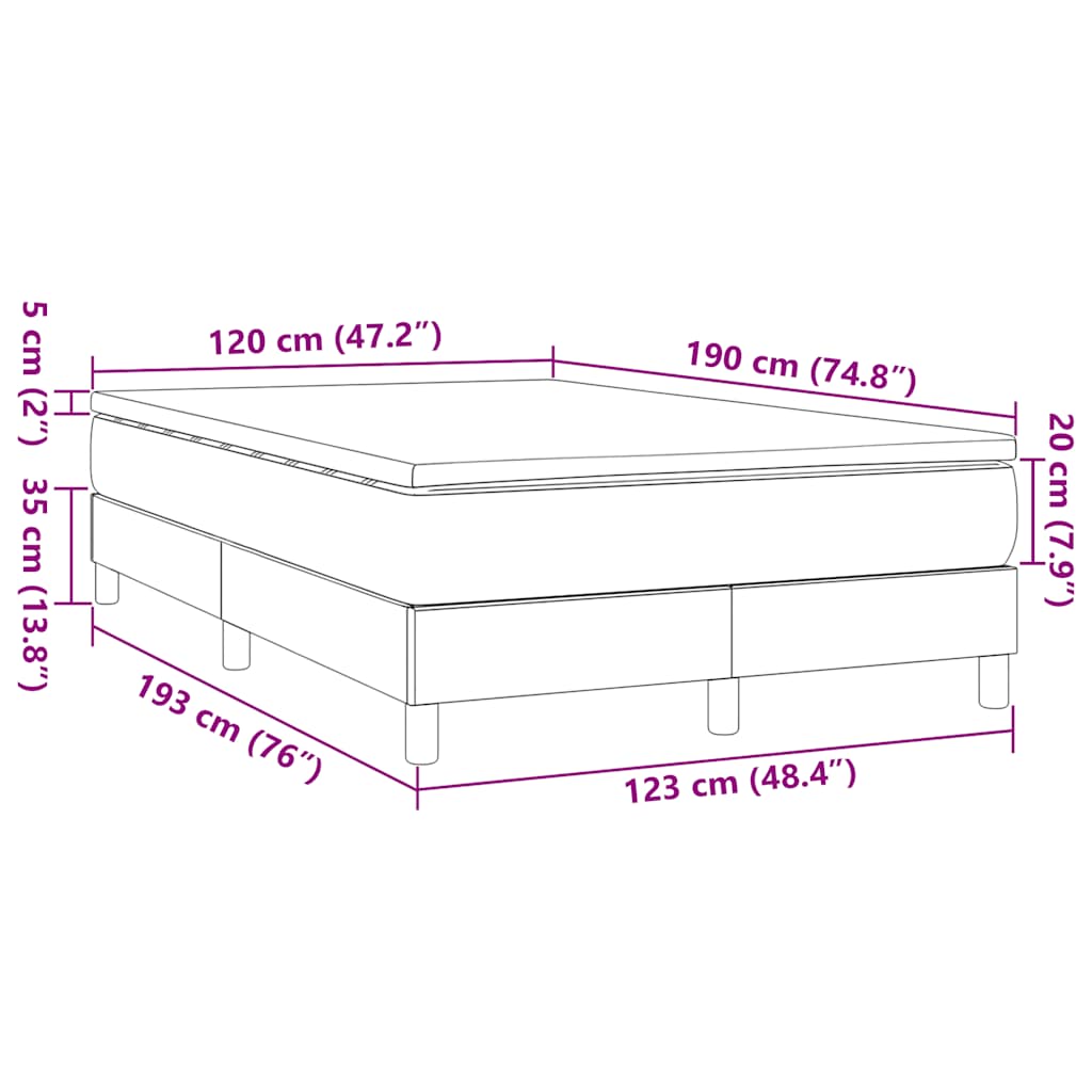 Boxspring Met Matras Stof Blauw 120 x 190 cm 35 cm