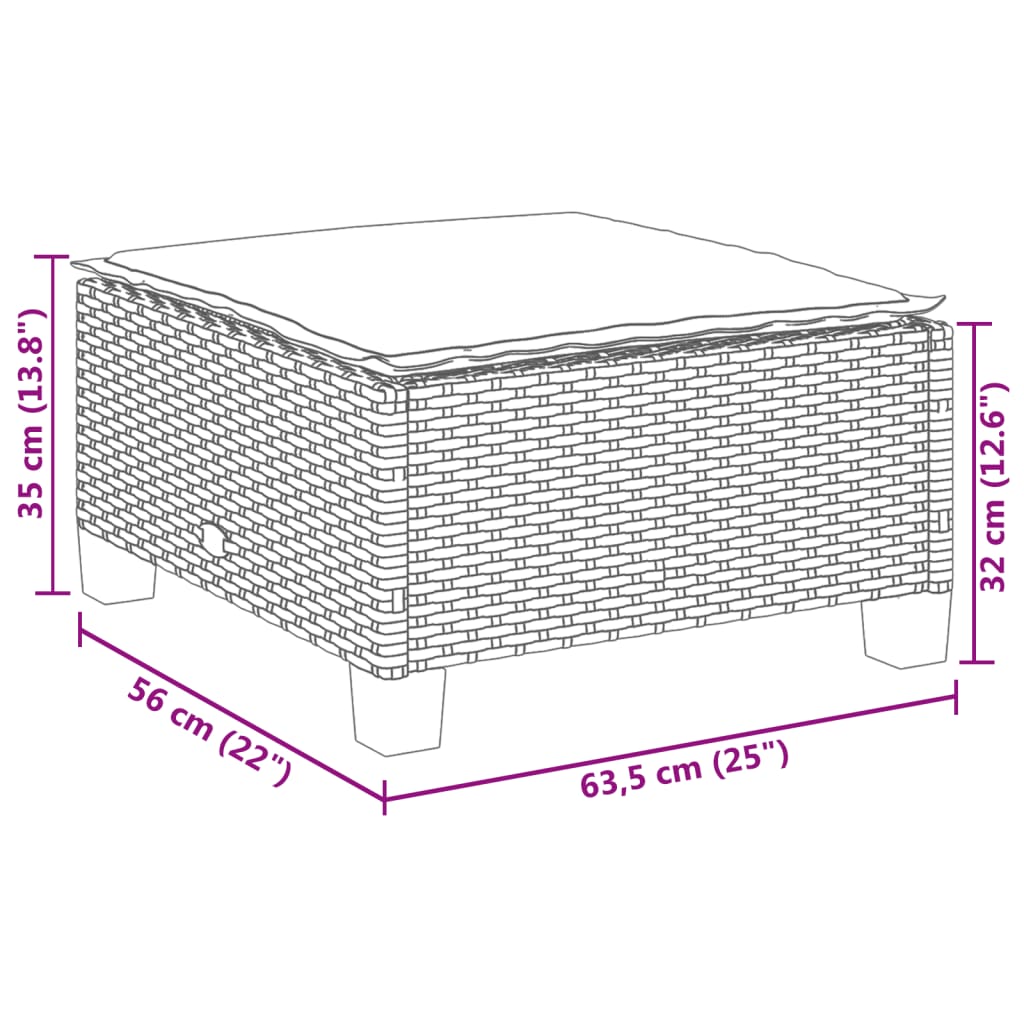 6-delige Loungeset met kussens poly rattan zwart
