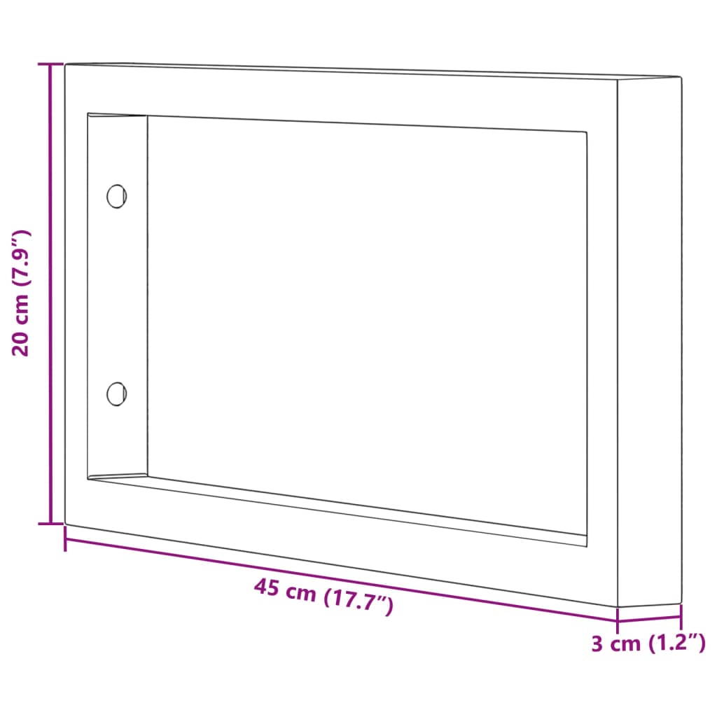 Wandbeugels Voor Wasbak 2 St Staal Wit 20 x 45 cm