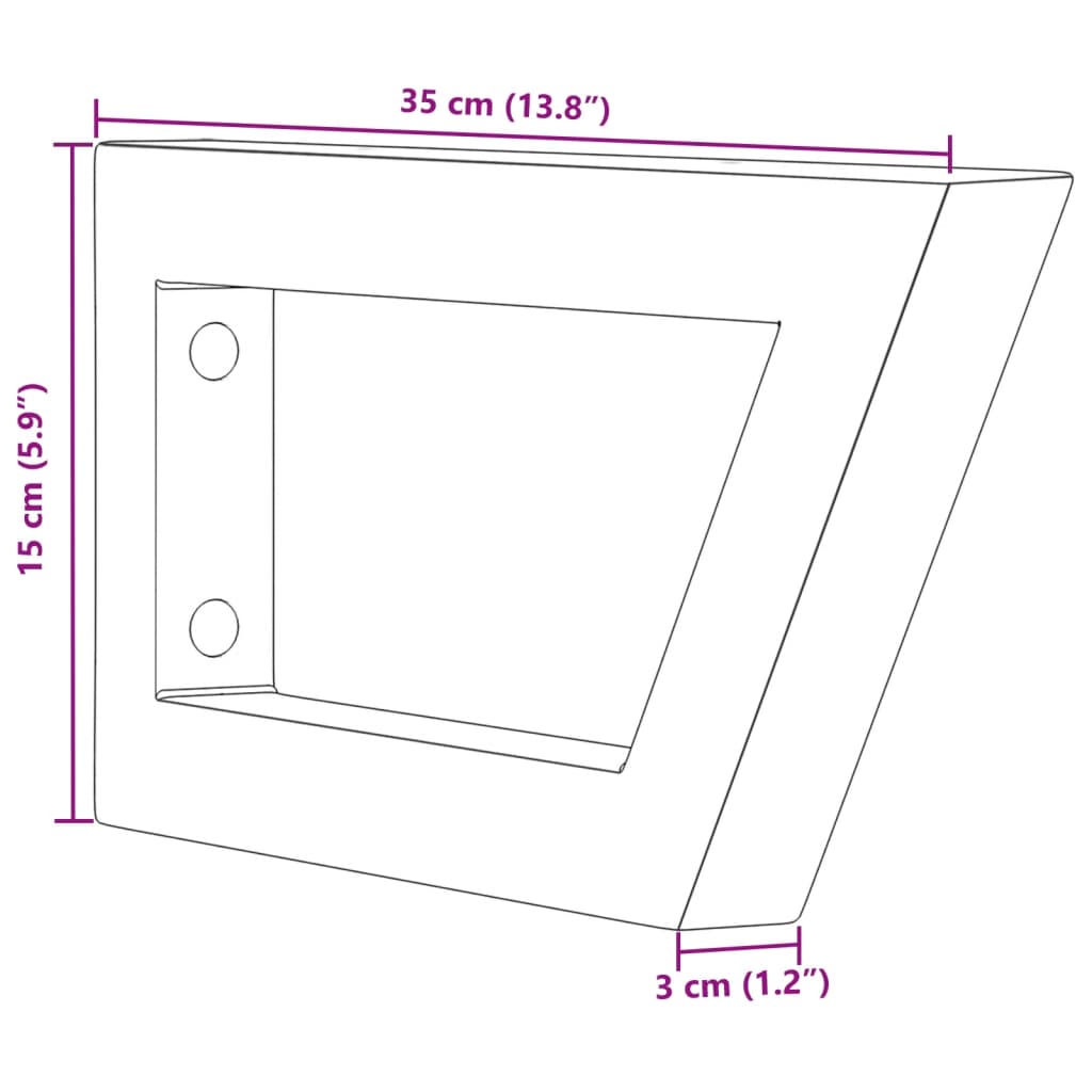 Wandbeugels voor wasbak 2 st trapezium staal wit